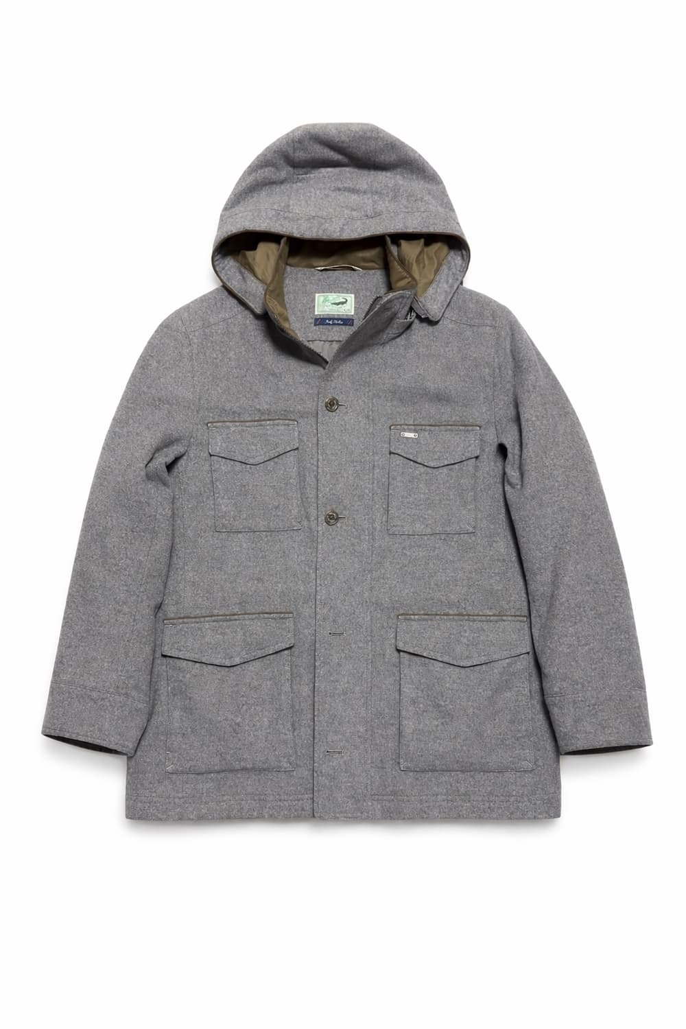 JPN 일본 빈티지 크로커다일 울 혼방 후드 사파리코트 하프코트 카코트 상품이미지1