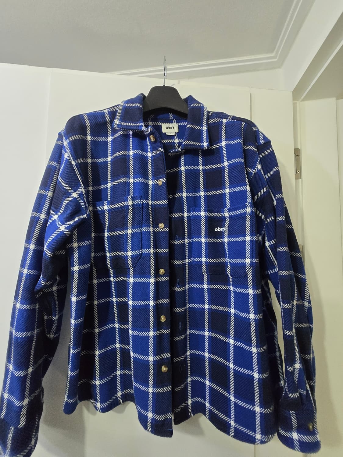 오베이 블루 체크 셔츠 상품이미지2