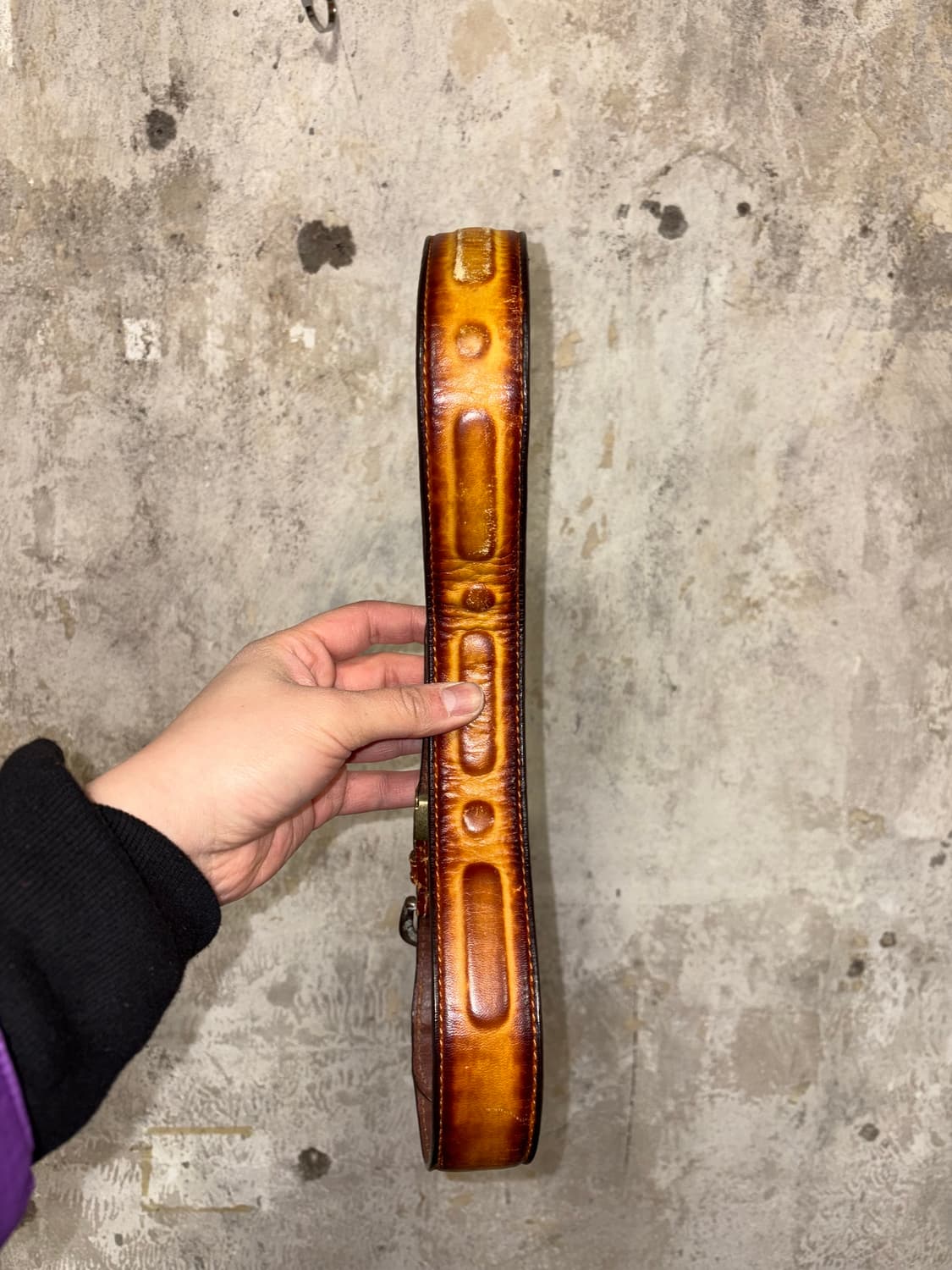 빈티지 브라운 레더 엠보싱 벨트 상품이미지2