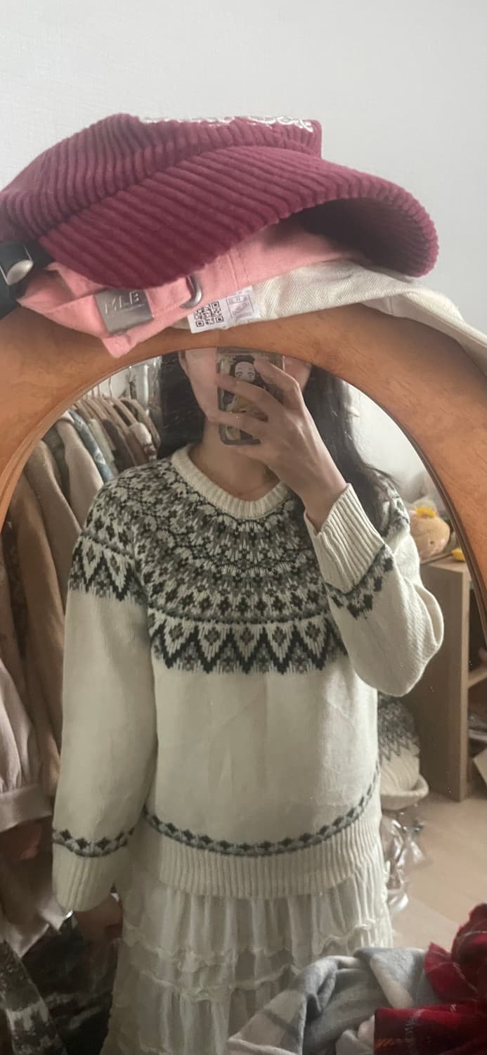 모리걸 빈티지 노르딕 쿠앤크 니트 🤍🖤 상품이미지5