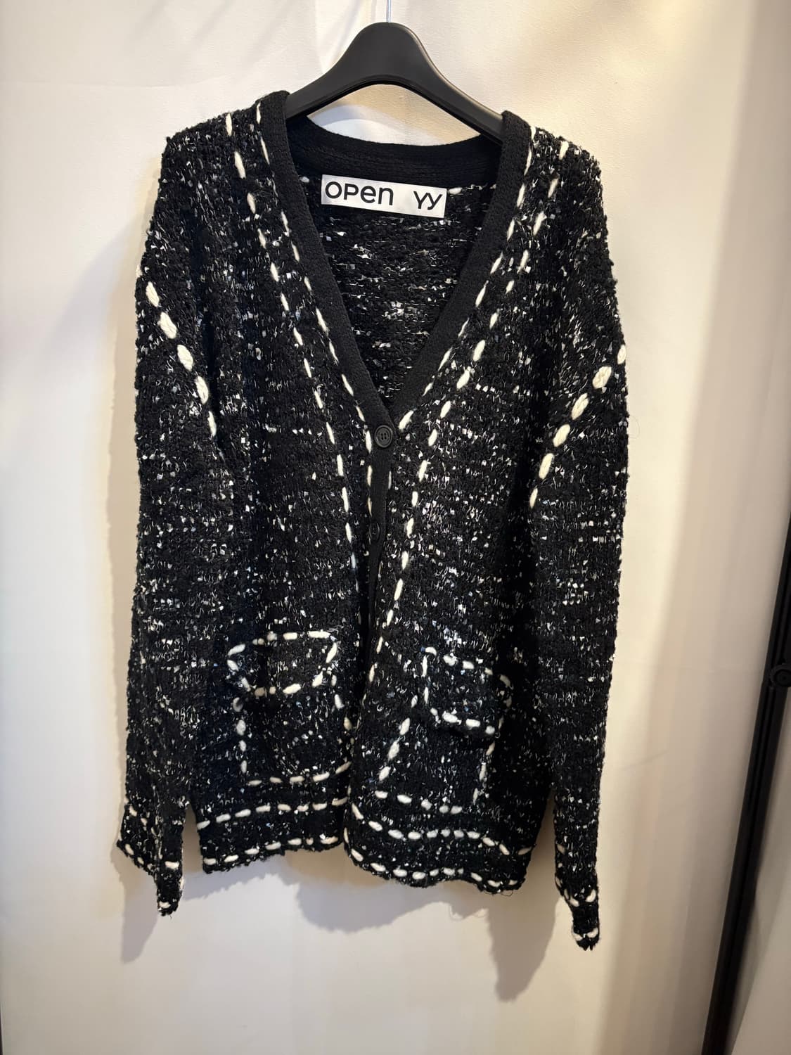 Open YY 블랙 트위드 가디건 상품이미지1