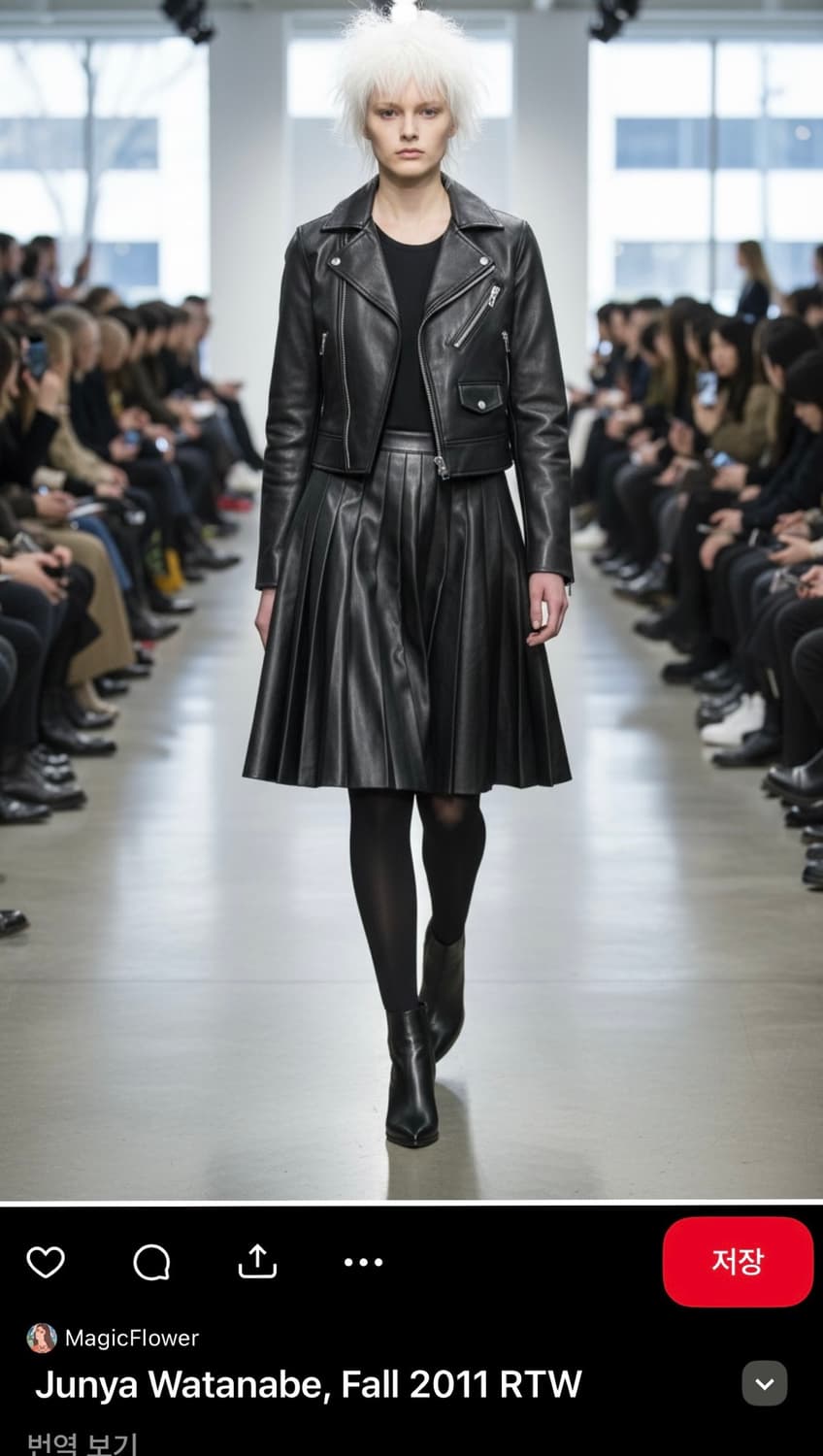 S/ 준야 와타나베 2011FW 레더 플리츠 스커트 블랙 상품이미지1