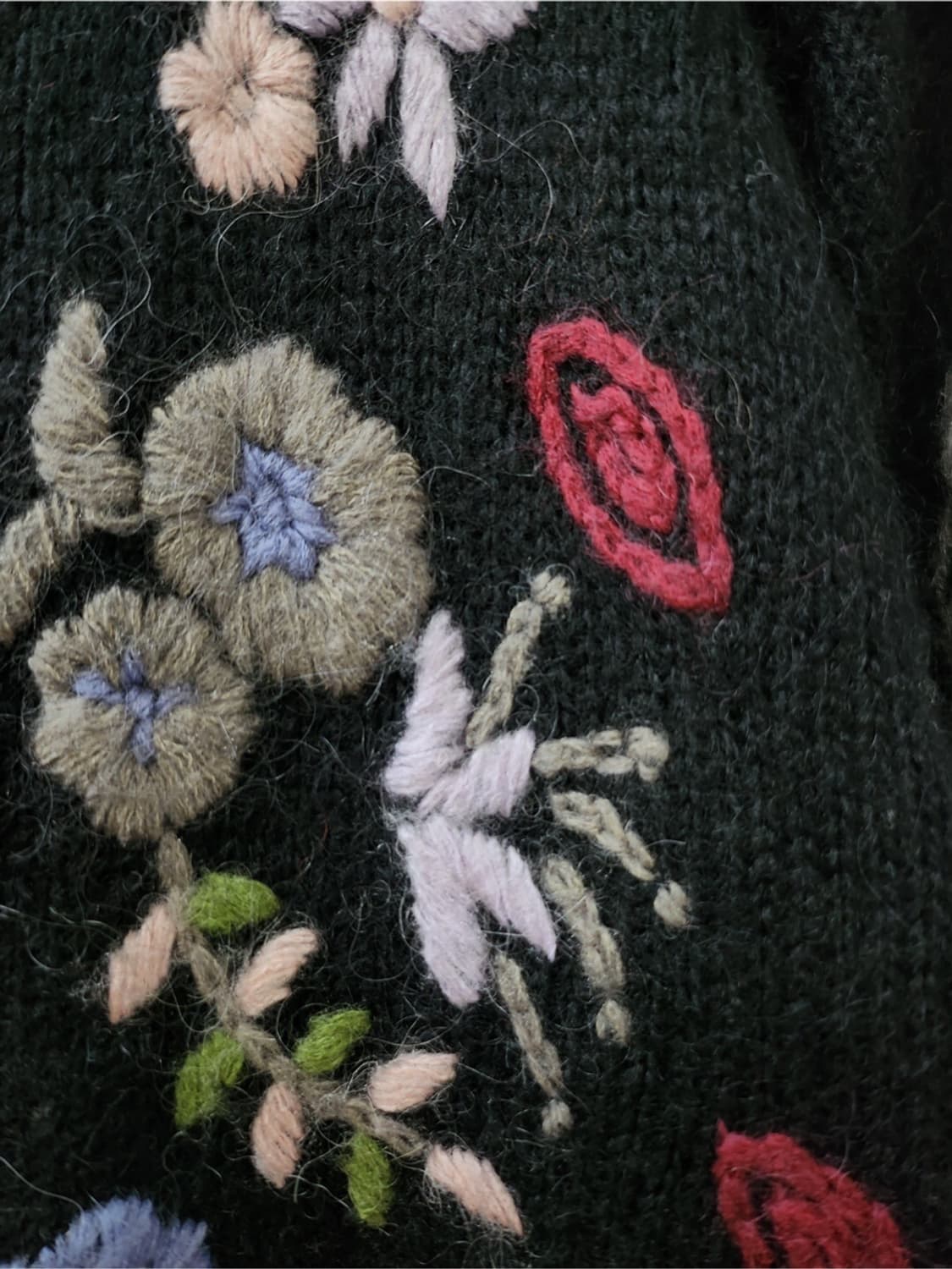 일본빈티지 울 혼방 꽃 자수 스웨터  상품이미지3