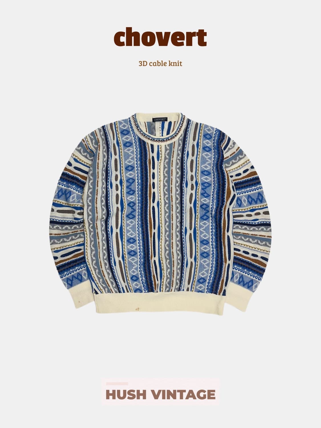 CHOVERT 빈티지 3D 케이블 니트 상품이미지1