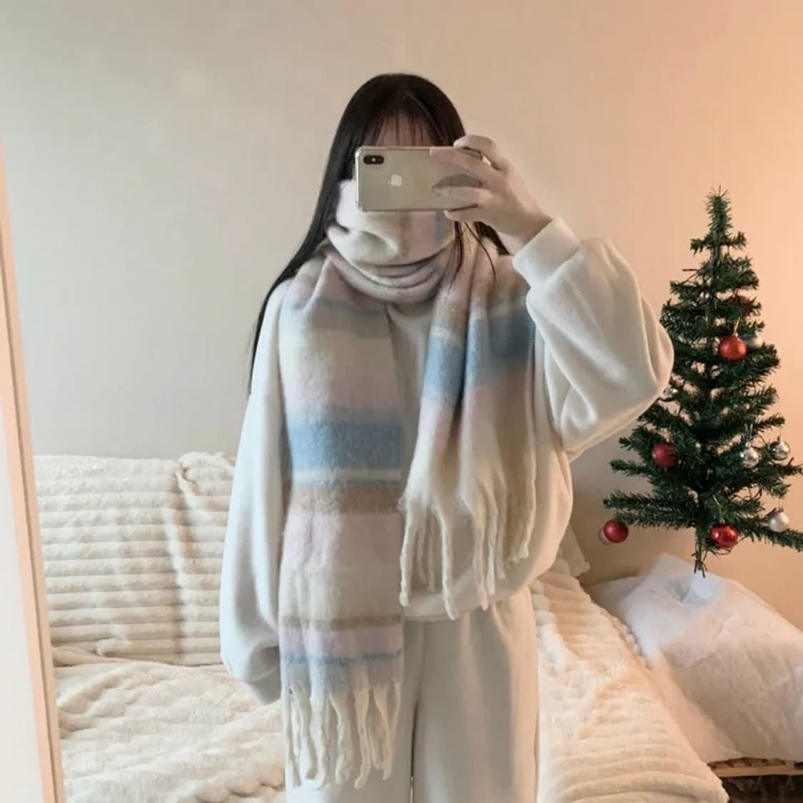 [미착용새제품]믹스 폭닥 두툼 롱 머플러 목도리  상품이미지1