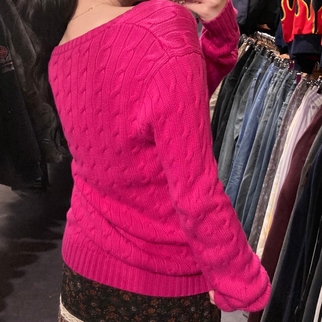 [IM] 폴로 랄프로렌 딥핑크 브이넥 케이블 니트 상품이미지6