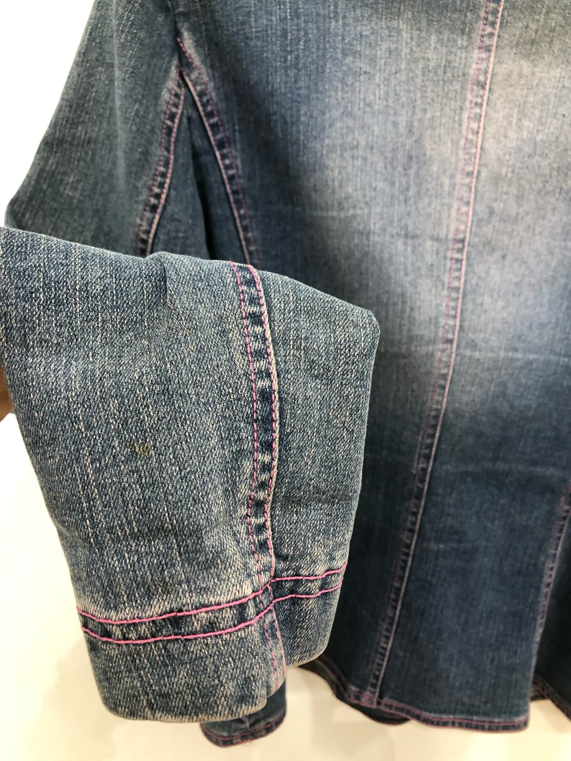 pink stitch butterfly denim jackek 상품이미지7