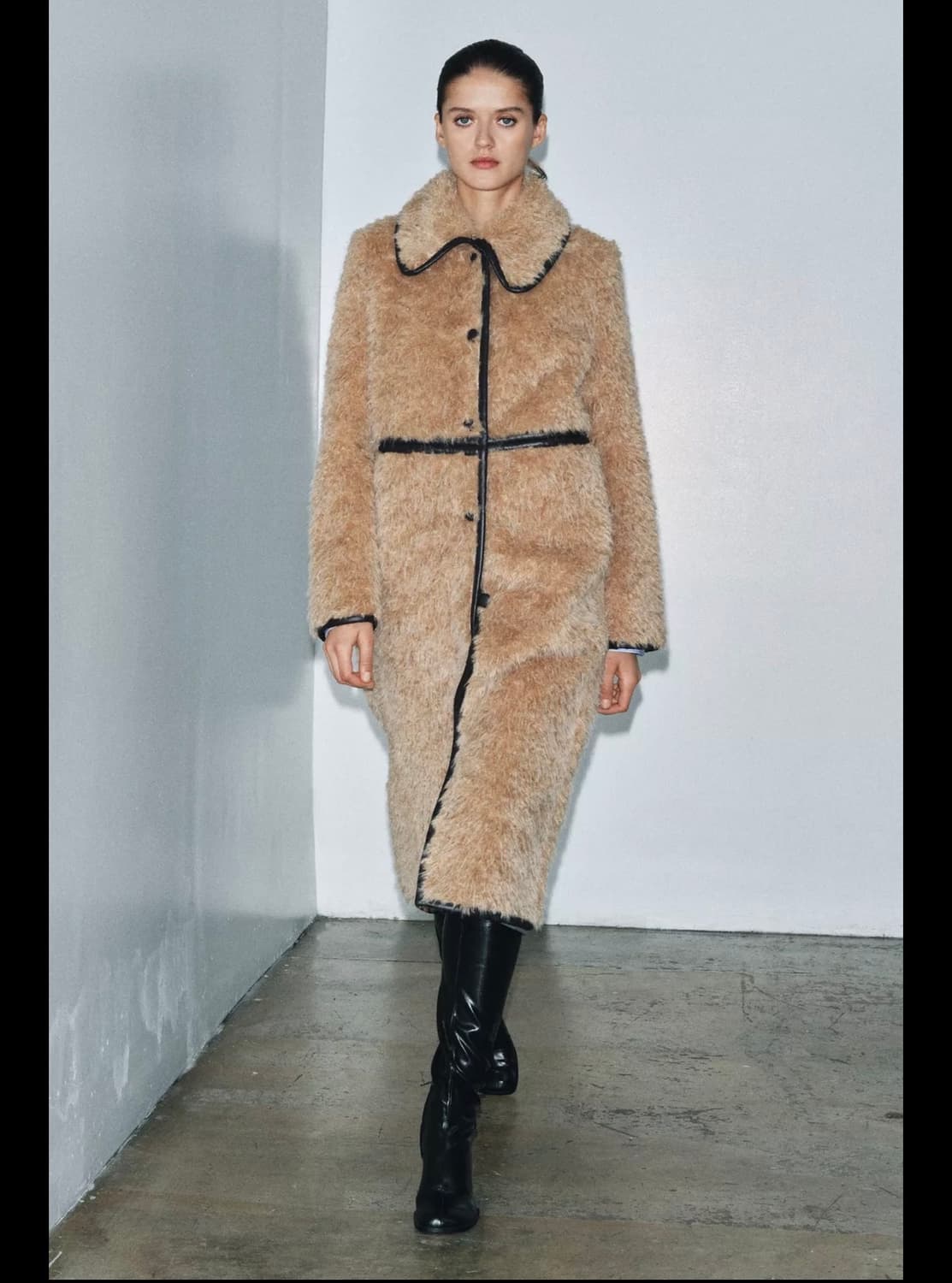 S(KR 55) 자라 리미티드 에디션 롱 페이크 시어링 코트 상품이미지3