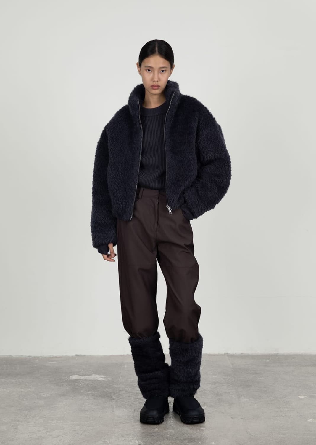 아모멘토 헤어리 퍼 블루종_차콜 상품이미지1