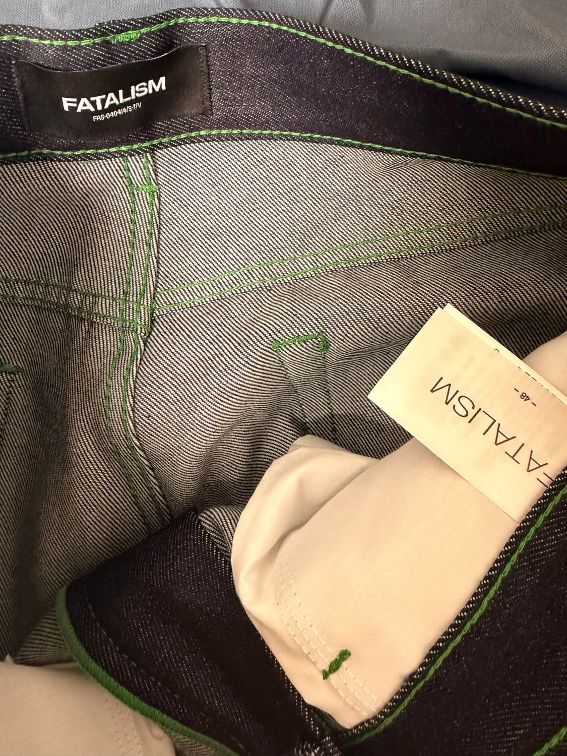 #0306 로셸 그린 스티치 와이드 진 48(32~33) 상품이미지3