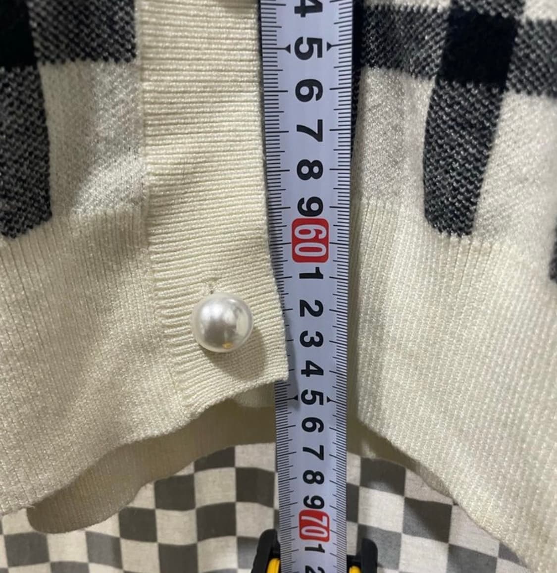 로미스토리 체크 카라 진주단추 니트가디건:) 상품이미지5