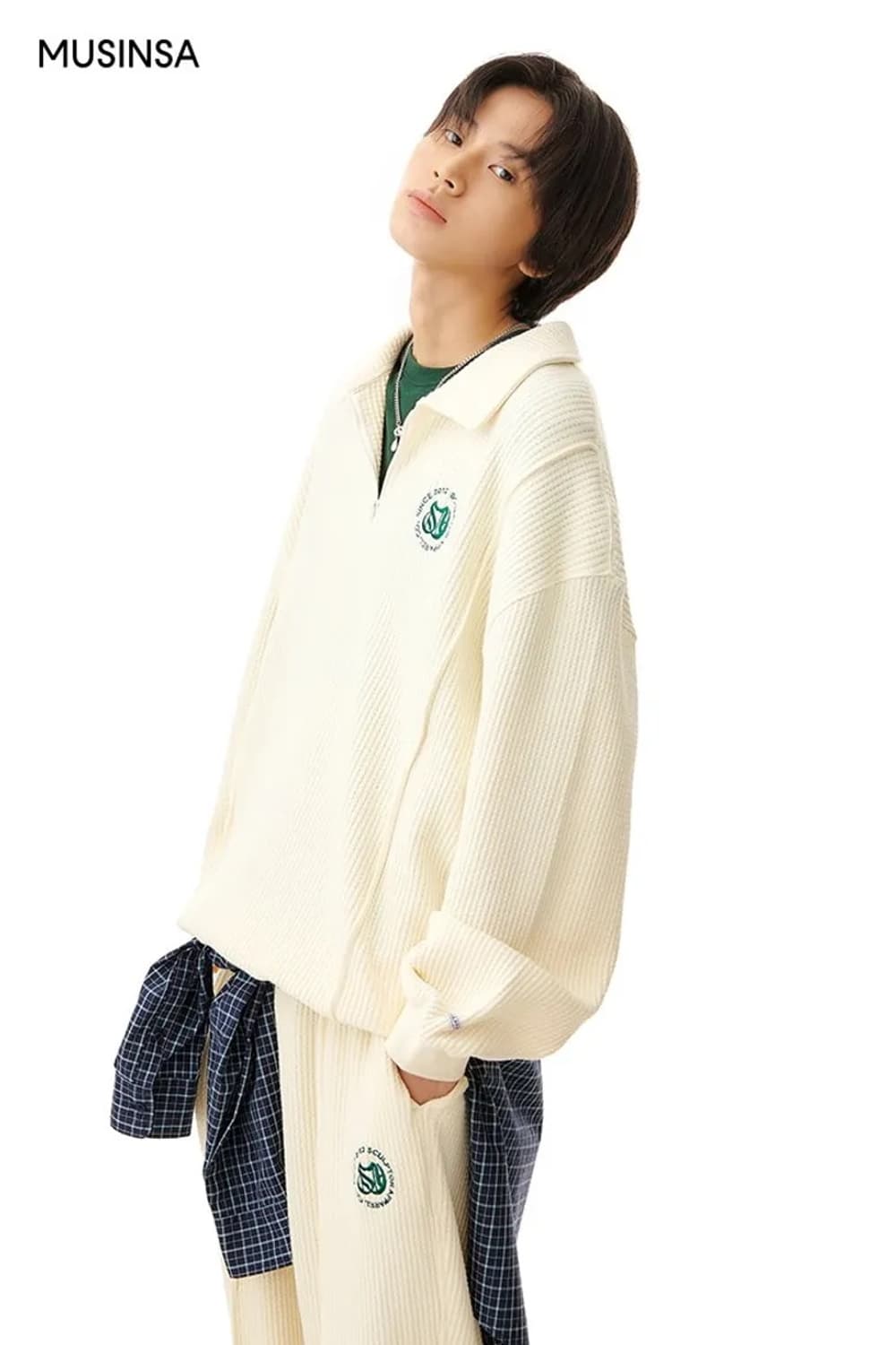 스컬프터 하프집업 와플 니트 셋업 상품이미지1