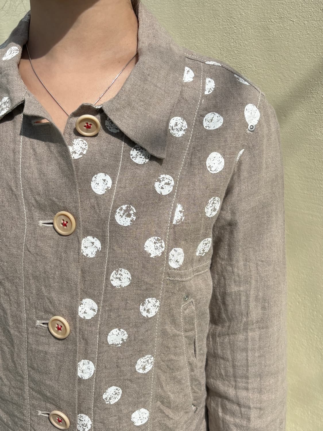 도트 프린팅 린넨 자켓 상품이미지1