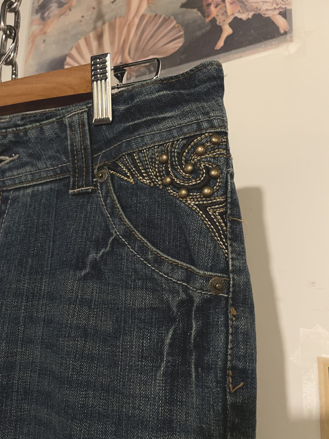 자수 스터드 포켓 데님 부츠컷 팬츠 상품이미지3