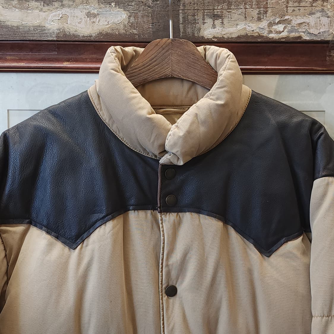 폴로 다운 패딩 웨스턴 가죽 패딩 푸퍼 다운 봄버 L 상품이미지3