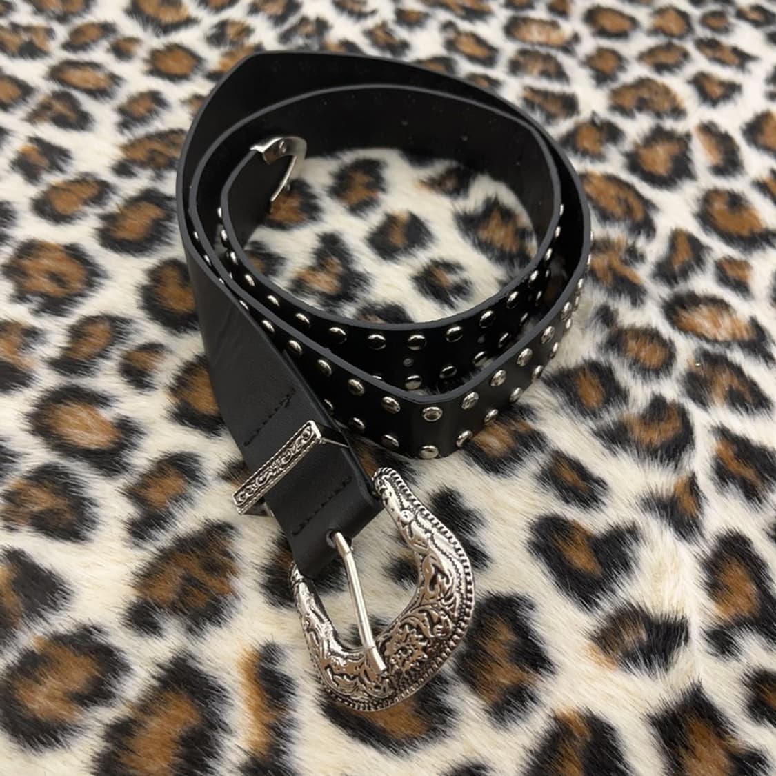 빈티지 락시크 스터드 펀칭 웨스턴 고딕 가죽 벨트 C09687 상품이미지3