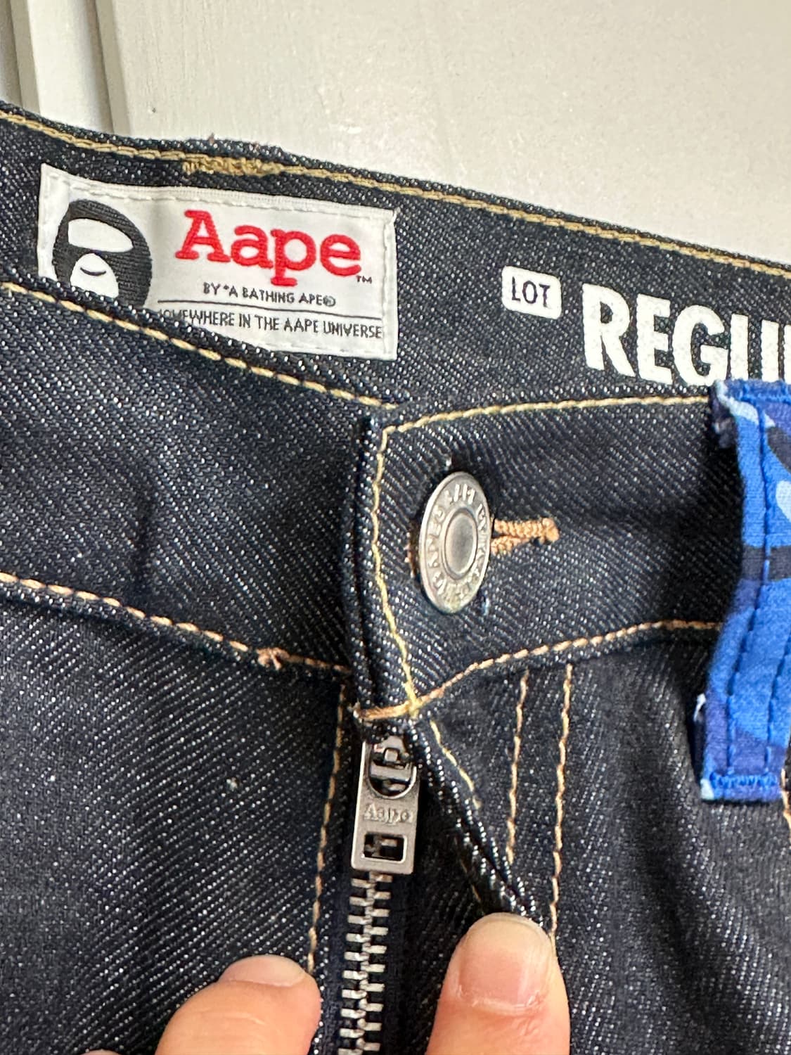 aape 블루카모 로고 자수 데님 쇼츠 반바지 베이프 버뮤다팬츠 레어 상품이미지6
