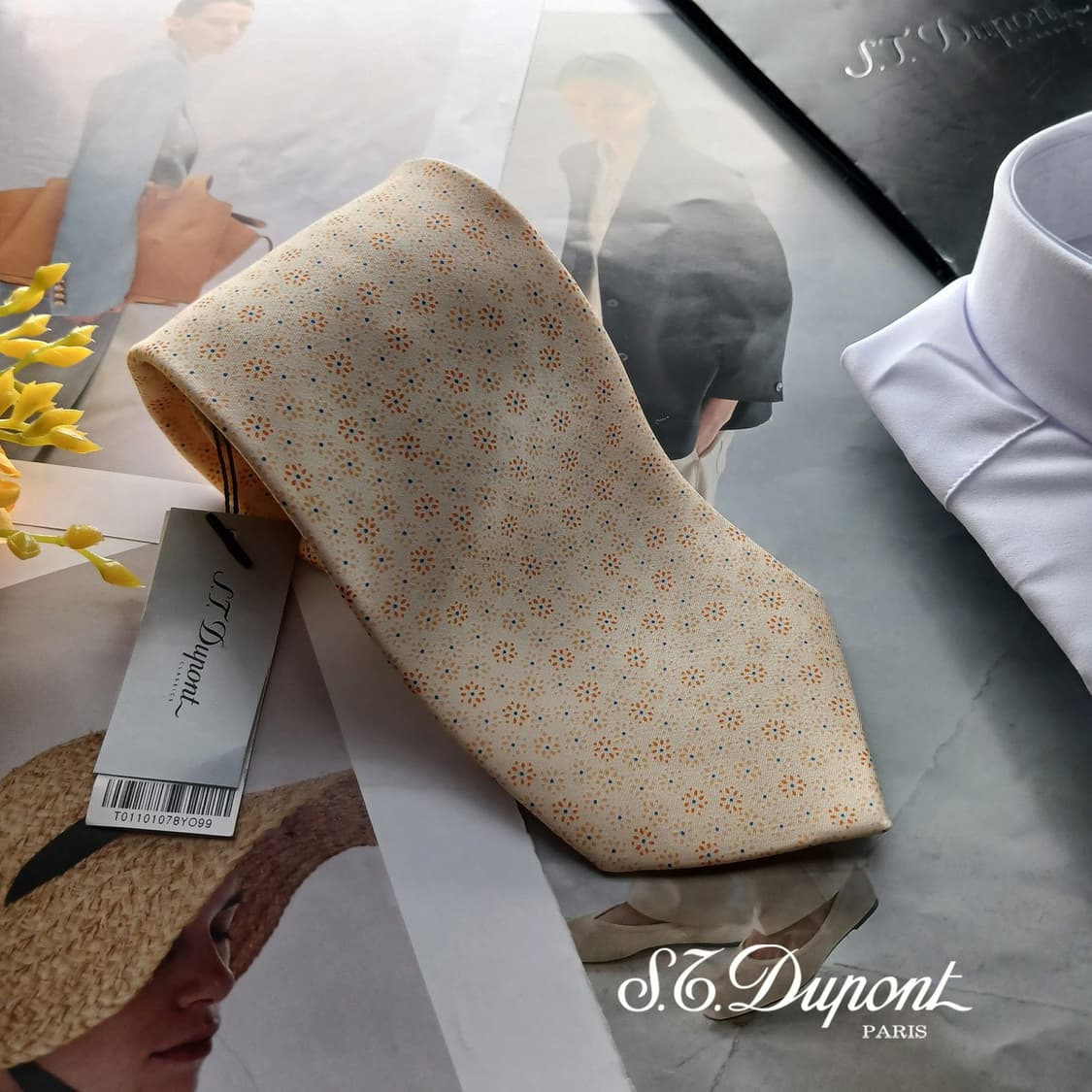 에스 티 듀퐁 실크 연노랑 넥타이 8.4cm 새제품 A18178
 상품이미지1