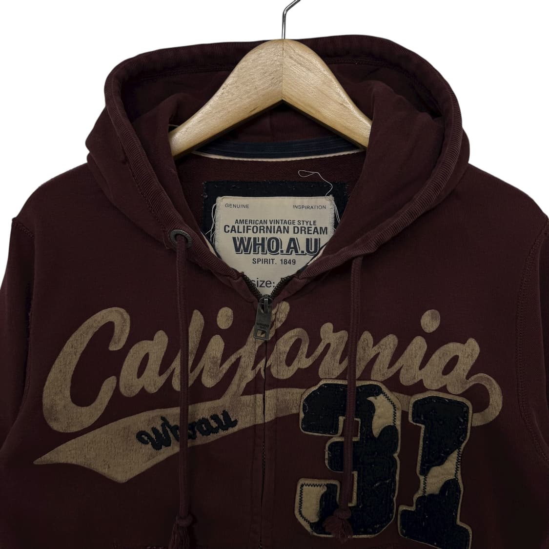 후아유 로고 후드집업 버건디 상품이미지2