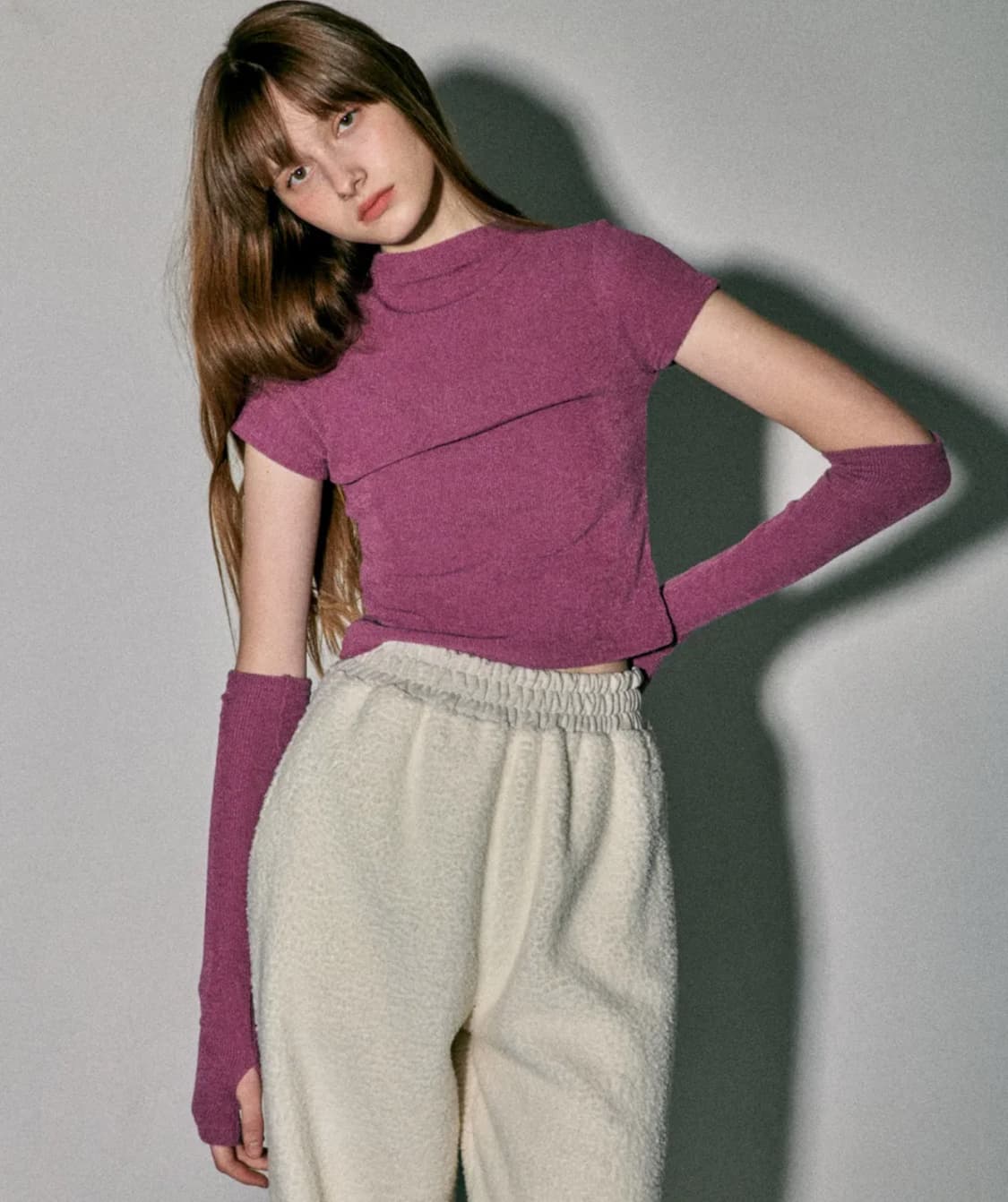 꾸아페 하이넥 니트 워머 세트 퍼플 상품이미지3