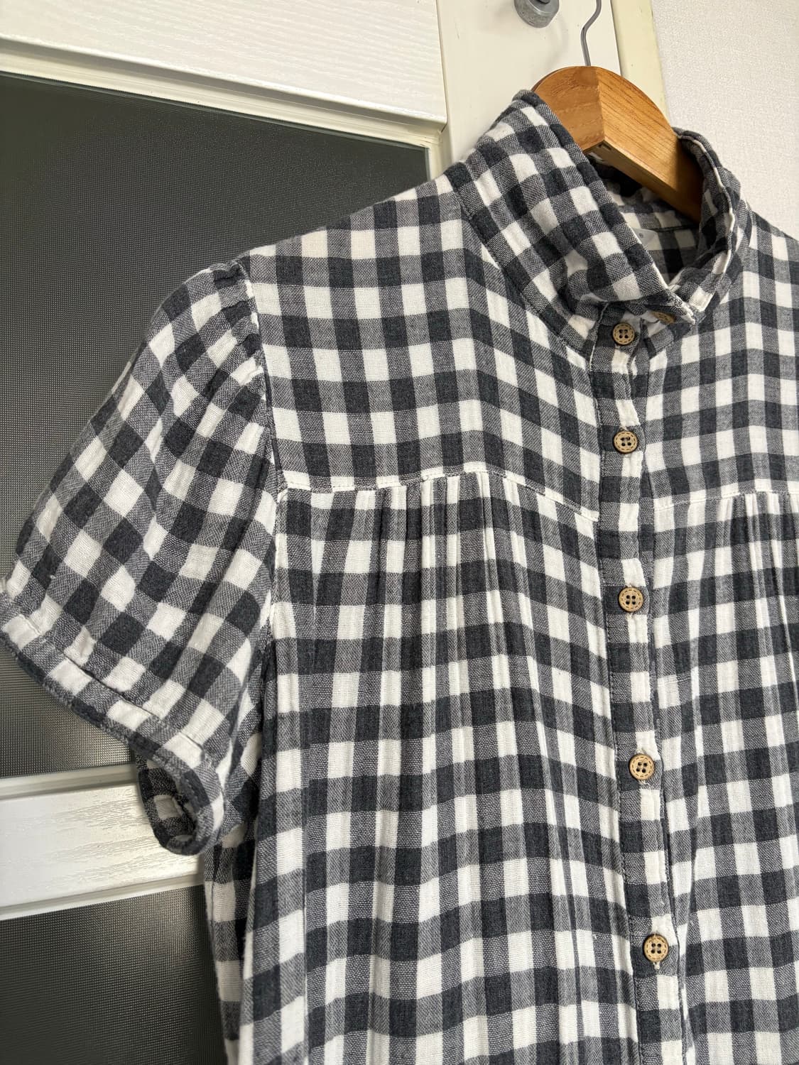 그레이 체크 반소매 탑  상품이미지2