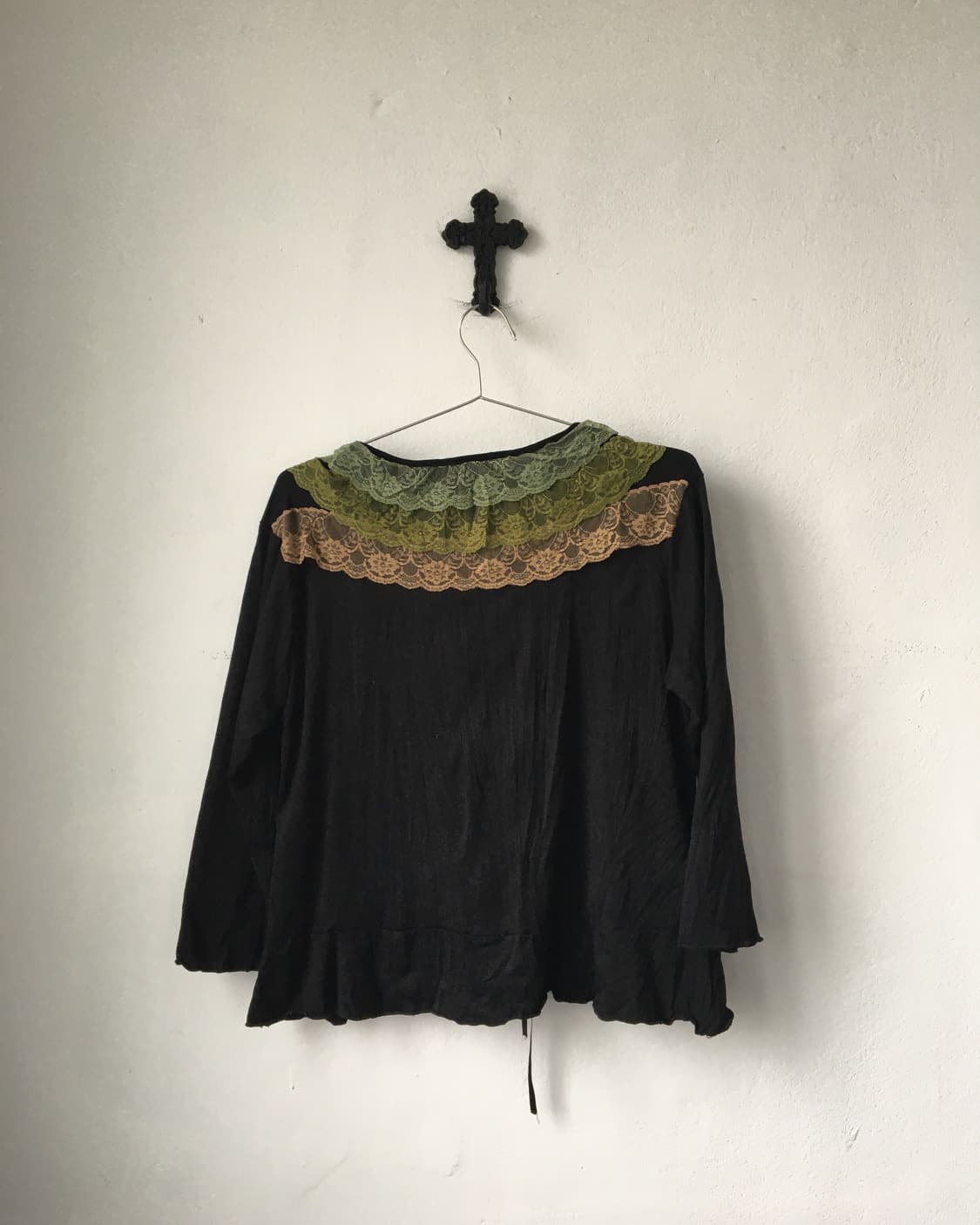 Lace trimming lace up point sleeve 상품이미지2