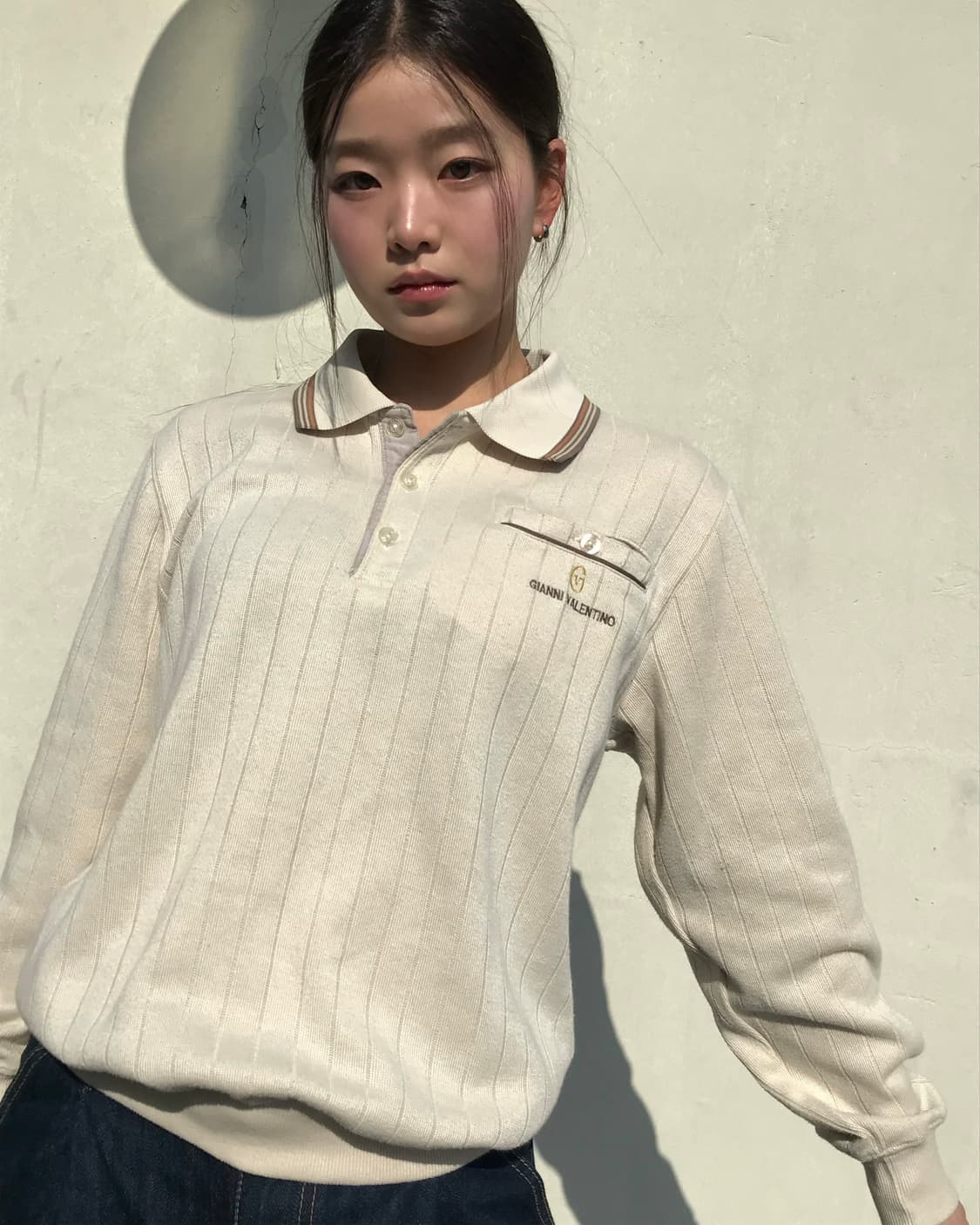 지아니 발렌티노 아이보리 카라 티 상품이미지4