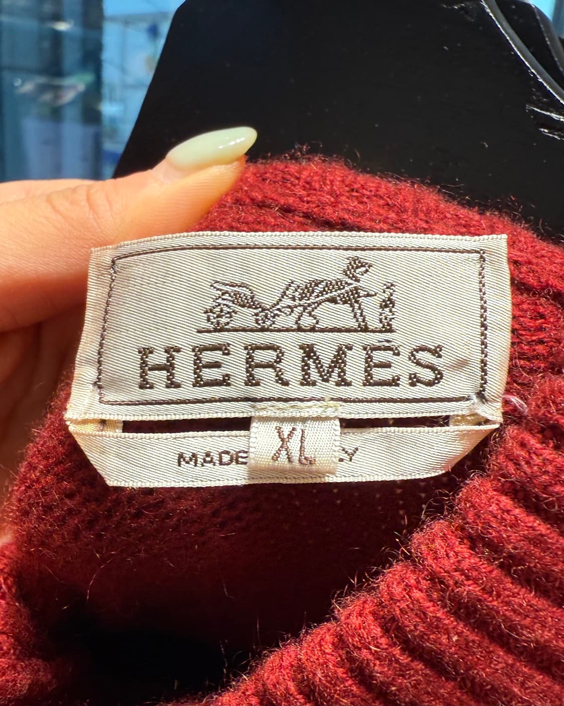 에르메스 레드 울 패턴 가디건  상품이미지8