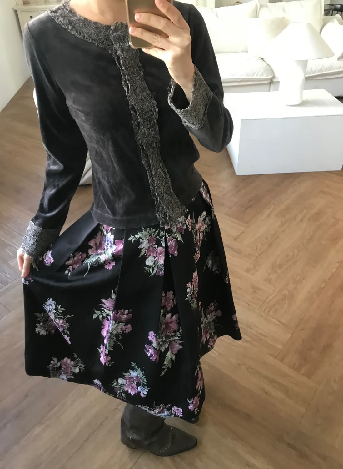 vintage velvet lace cardigan 상품이미지2