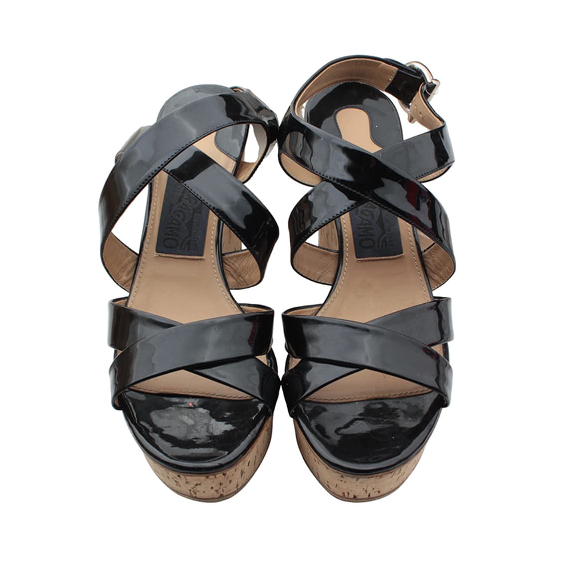 페라가모 블랙 페이턴트 웨지 샌들 6반B 상품이미지2