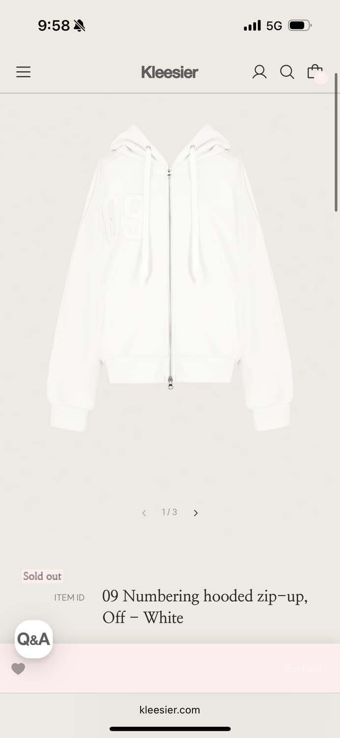클리시어 09 넘버링 후드집업 Numbering hooded zip-up 상품이미지1