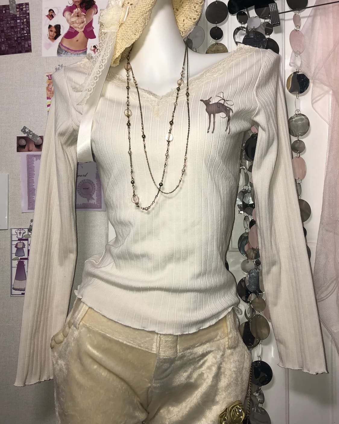 ivory lace deer top 상품이미지1