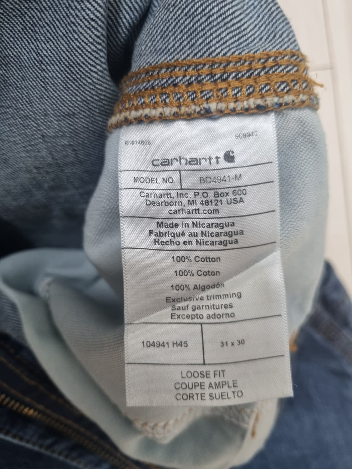 (새상품)칼하트 싱글니 데님 31X30 상품이미지3