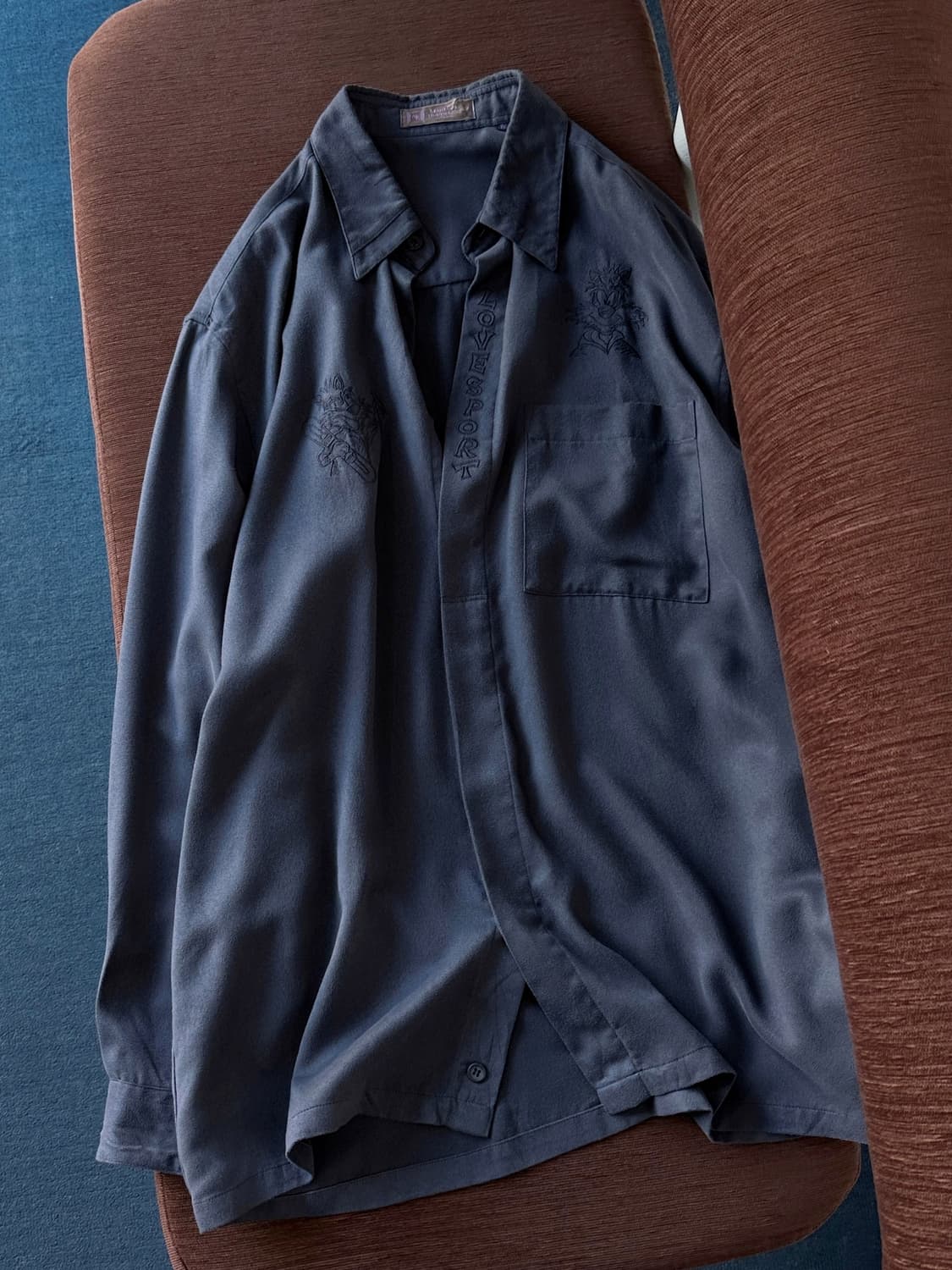 Fake suede fabric design stitch shirt 상품이미지6