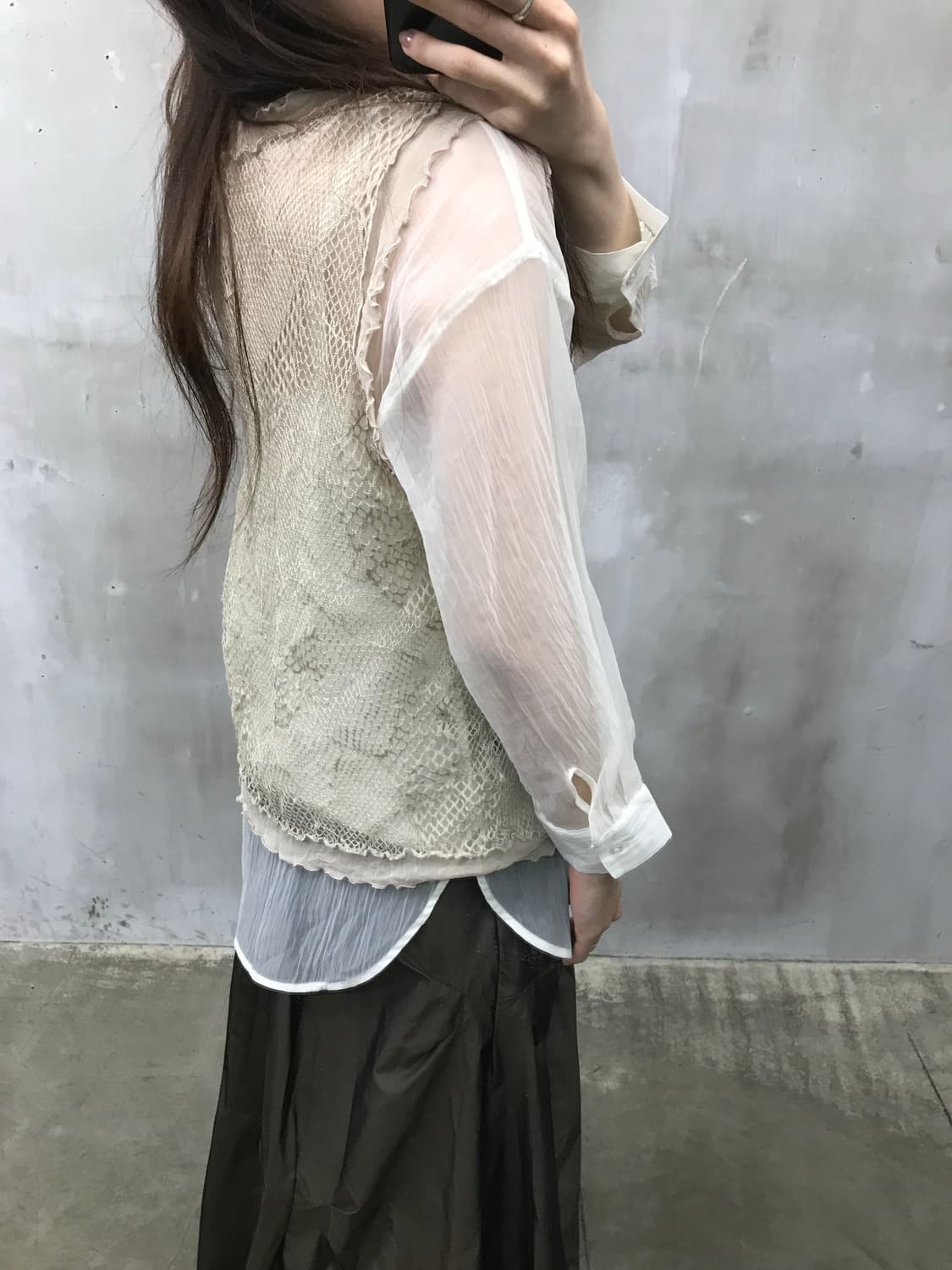 Vest*sheer shirt set 상품이미지6