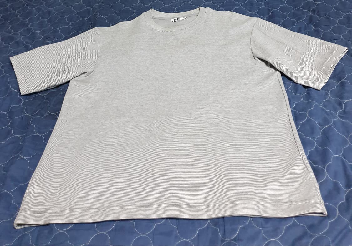 유니클로 U 오버핏 단가라 반팔티 블랙 (L) 상품이미지1