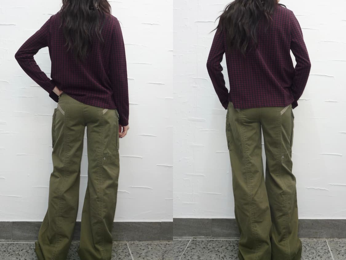 check pattern flare sleeve 상품이미지2