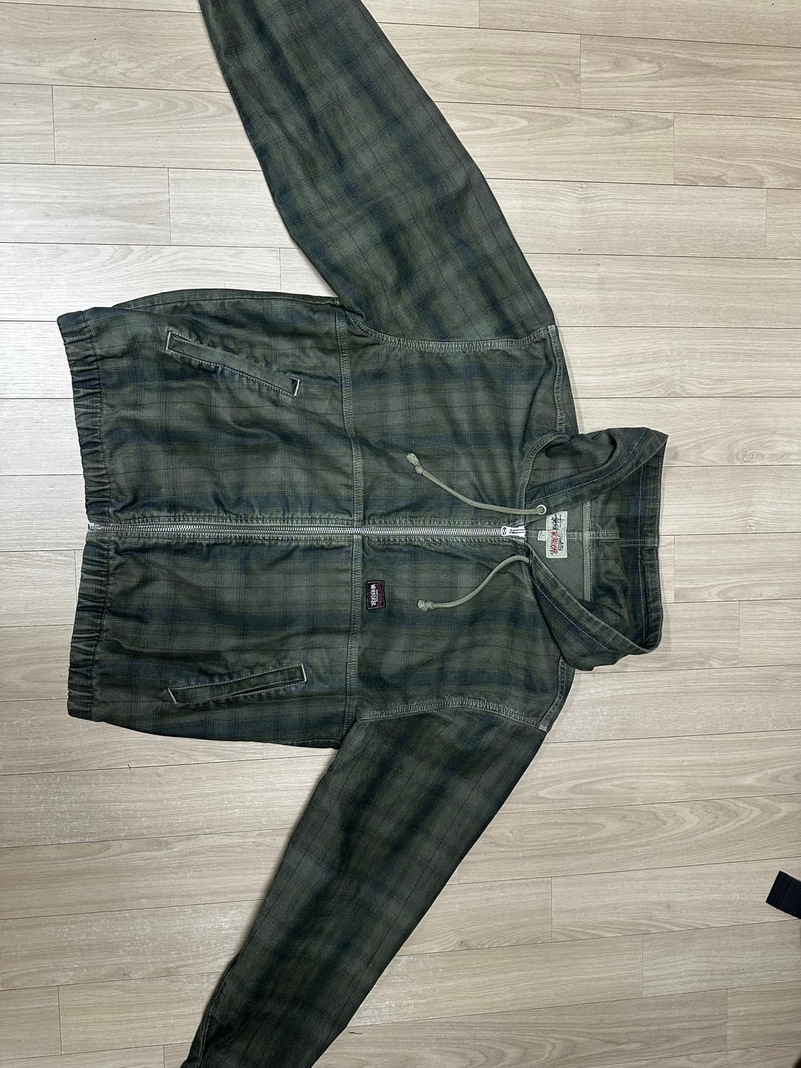 스투시 언라인드 플레이드 워크 자켓 올리브 상품이미지3