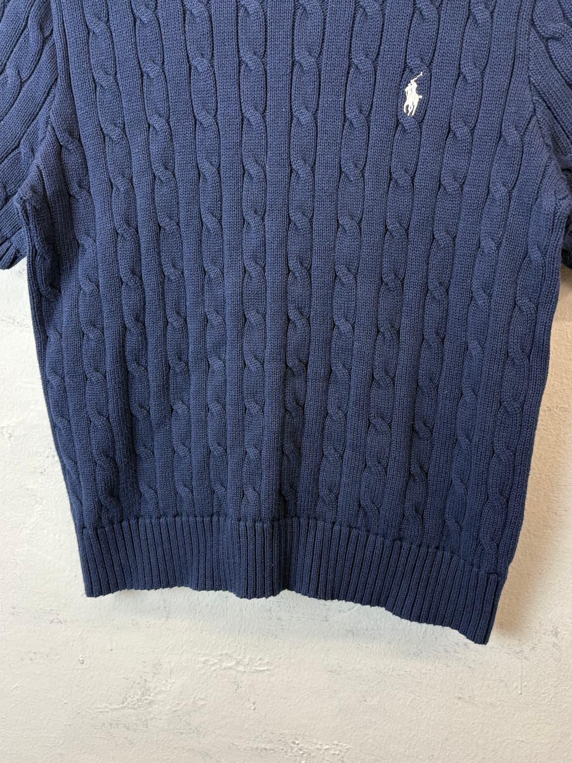 폴로랄프로렌 큐알 정품 인증 케이블 반팔 니트 네이비 상품이미지4