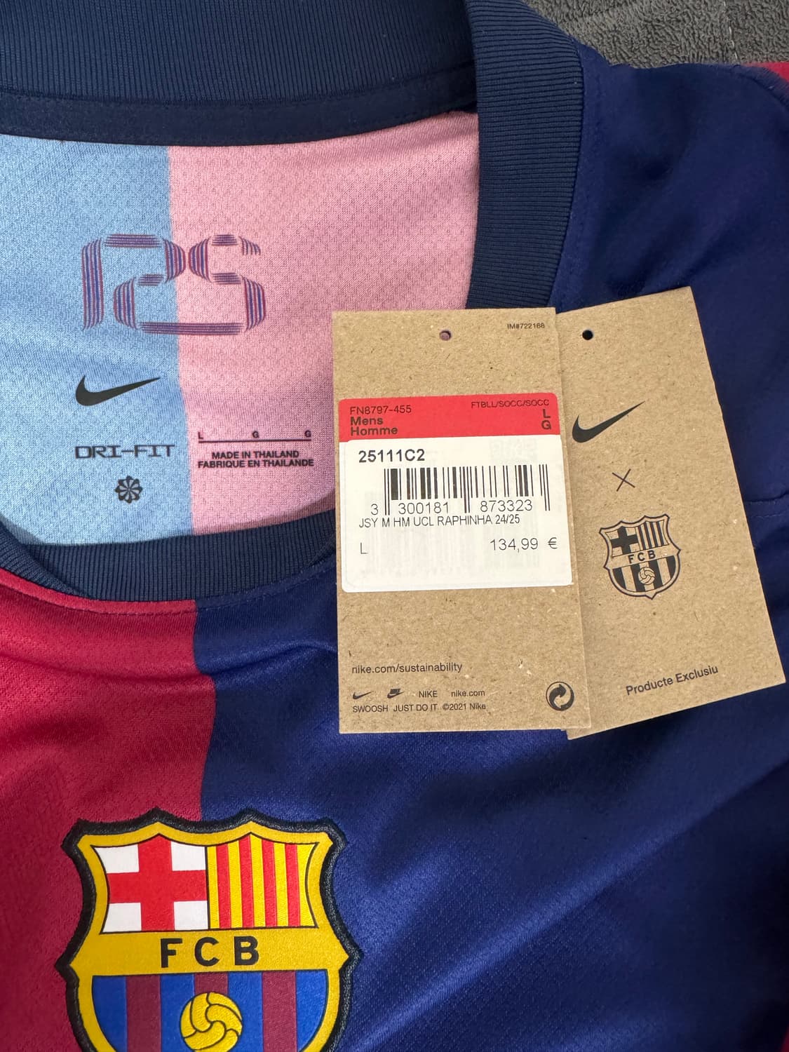 24-25 바르셀로나 홈 하피냐 챔스 정품 유니폼 L 상품이미지7