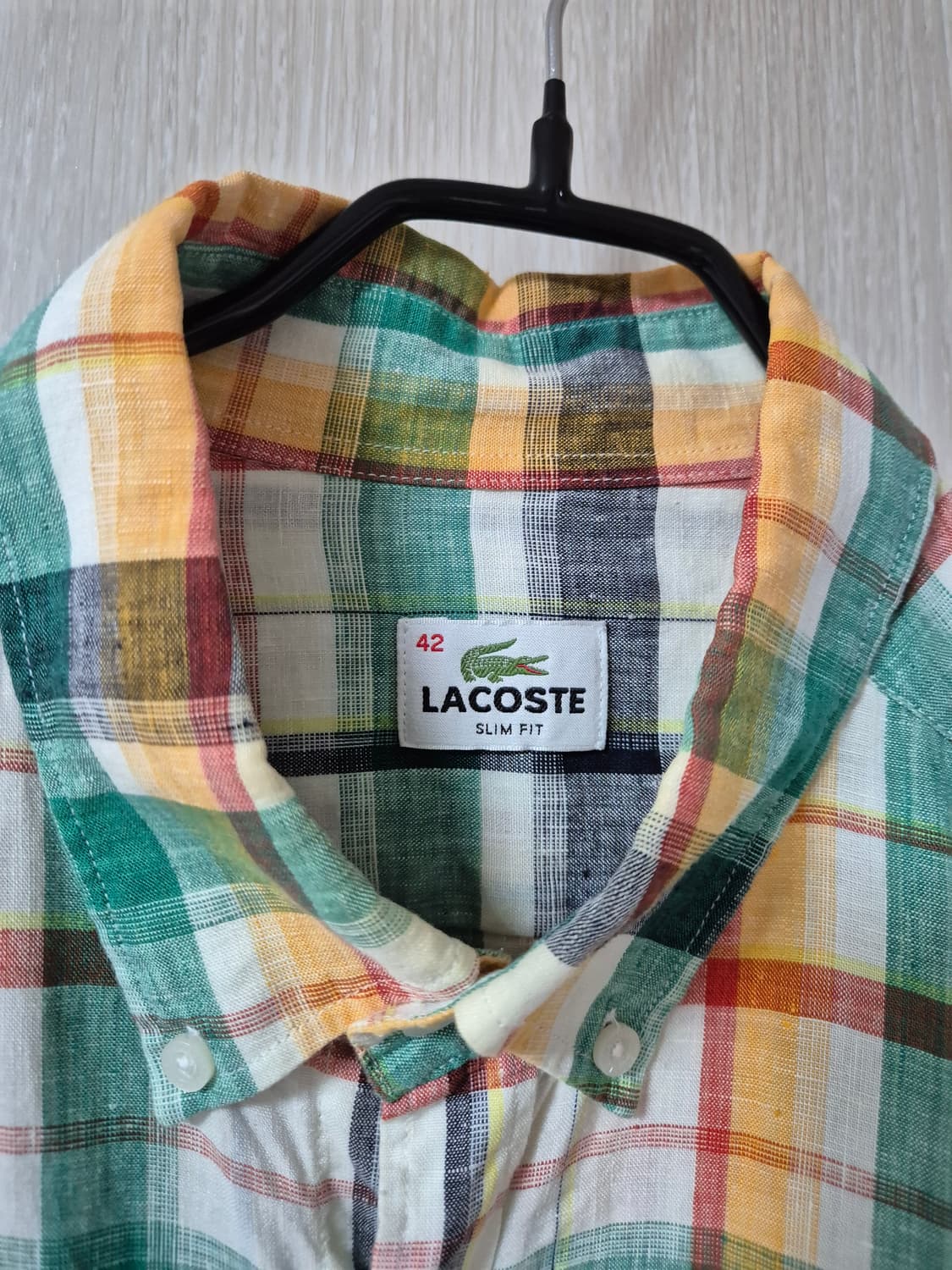 라코스테 멀티컬러 체크 셔츠 린넨100% 남방 105 상품이미지4