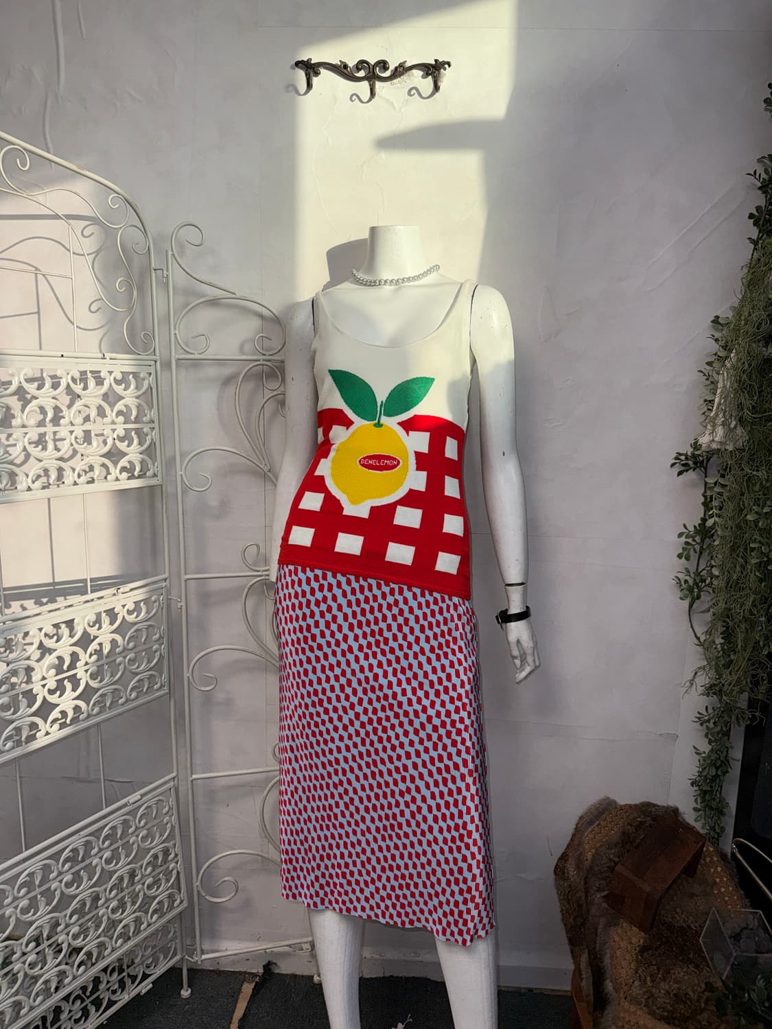 Benetton lemon basket knit sleeveless 상품이미지2