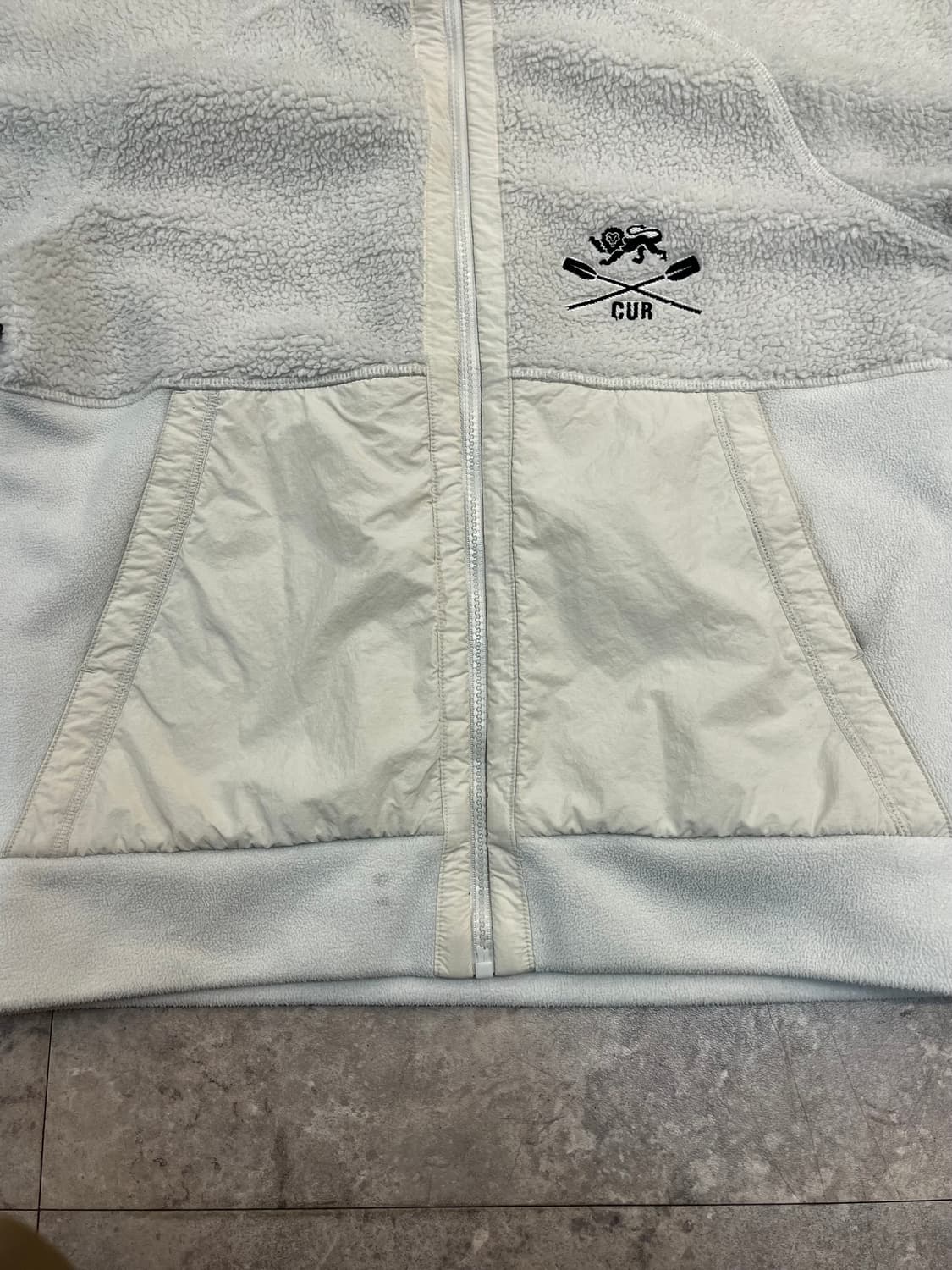 데상트 플리스 후드집업 화이트 키즈160 #csz2257 상품이미지7