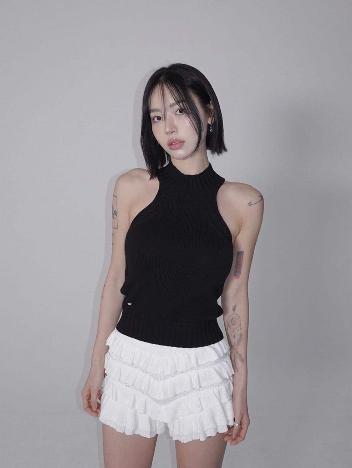 (새상품) 페일제이드 코튼 홀터넥 니트 탱크 탑 블랙 1사이즈 상품이미지2