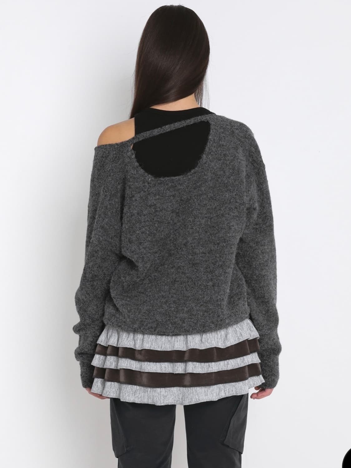 샌드릭 백오픈 니트 차콜 상품이미지1