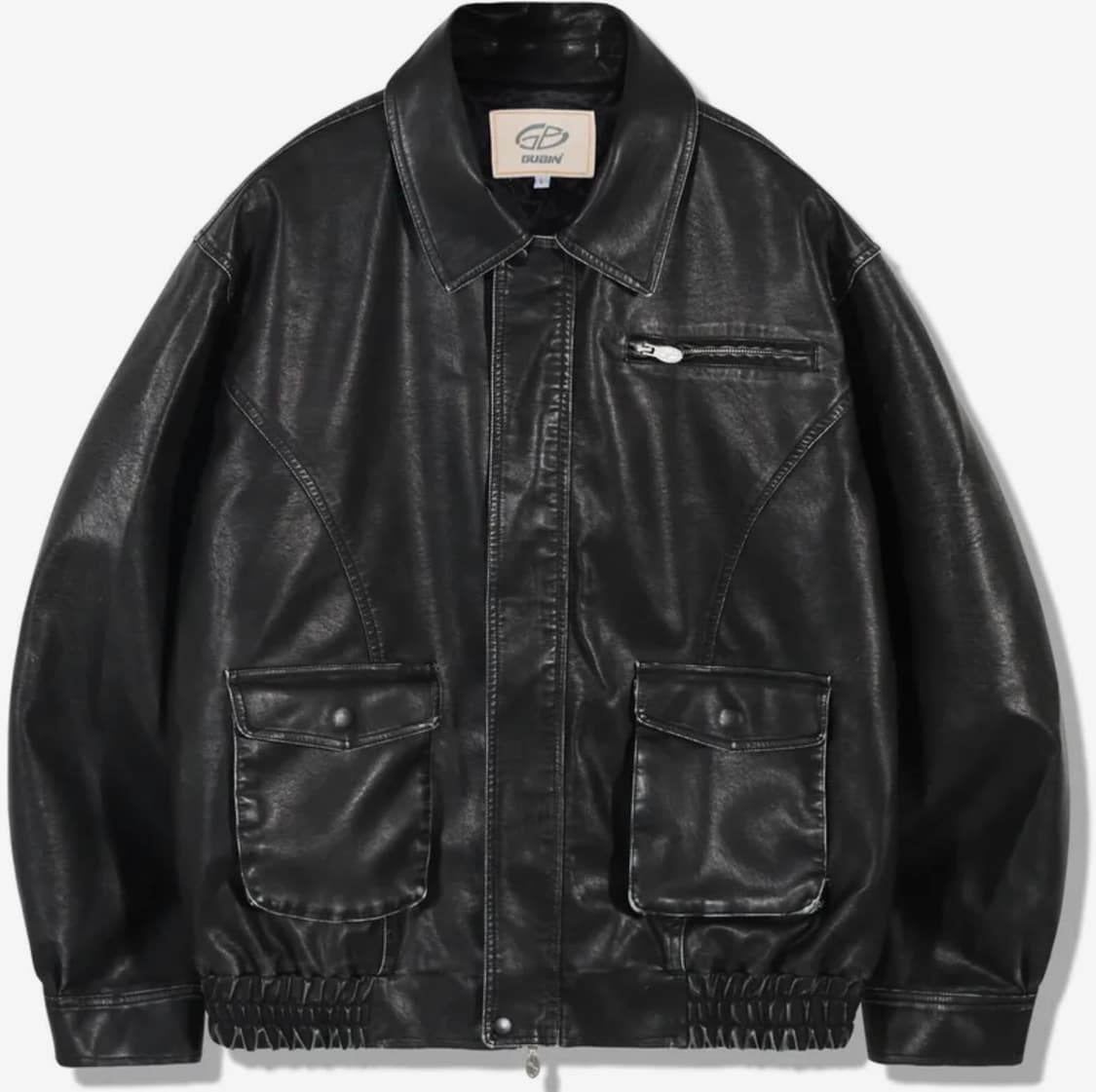 구빈 비건레더 포켓 블루종 블랙 상품이미지1