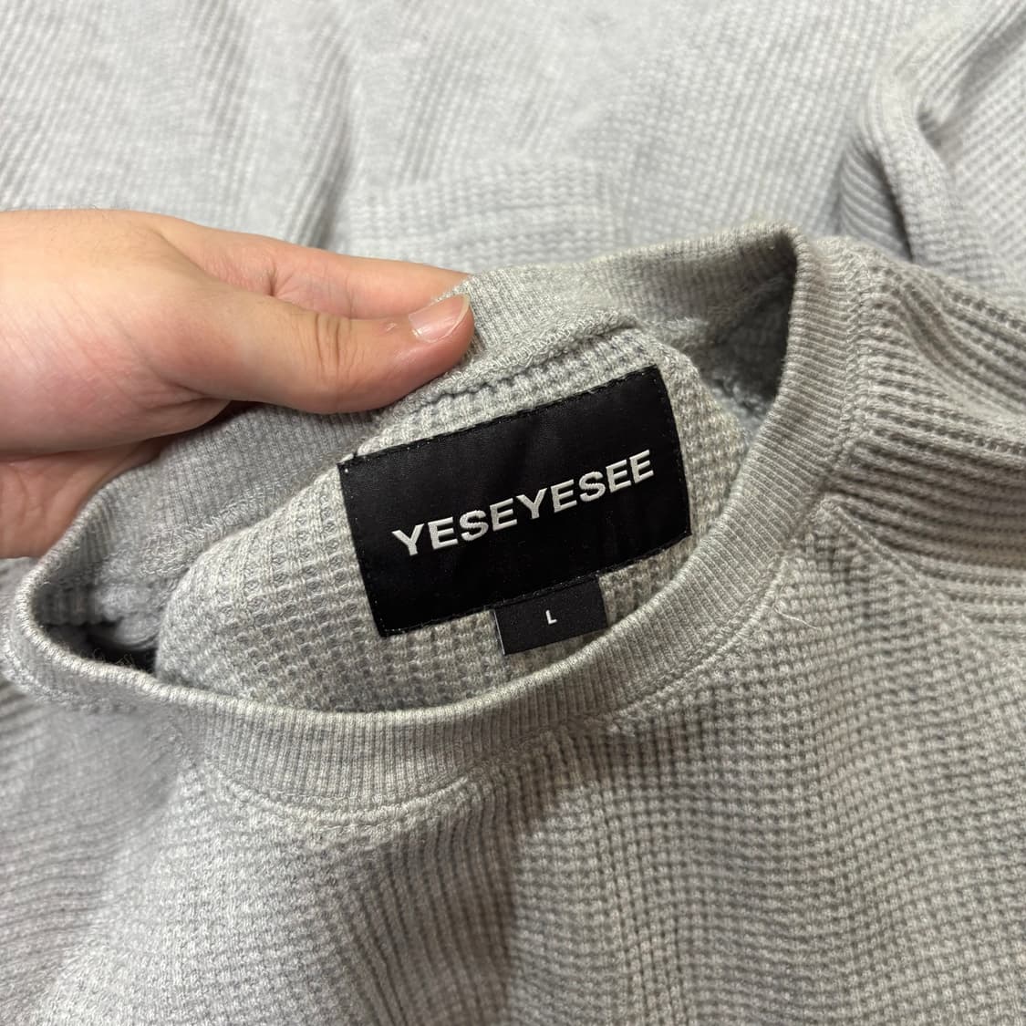 L 예스아이씨 YESEYESEE 그레이 와플 반팔티 상품이미지5