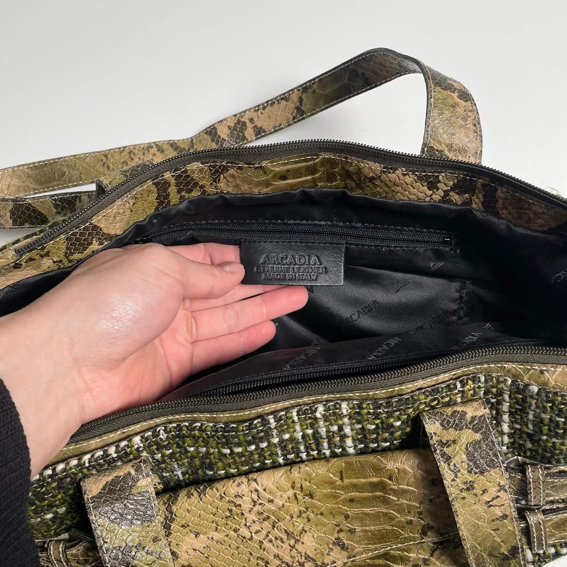 Arcadie 뱀패턴 &초록 트위드 백 (italy)   상품이미지10