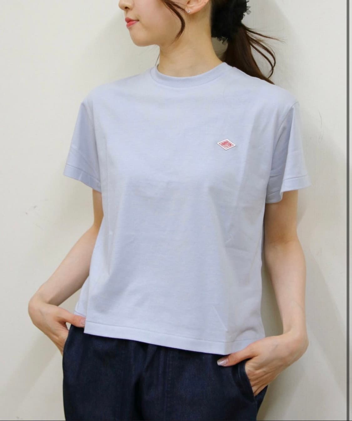 단톤 danton 우먼 세미 무지 반팔 티셔츠 스카이블루 상품이미지2