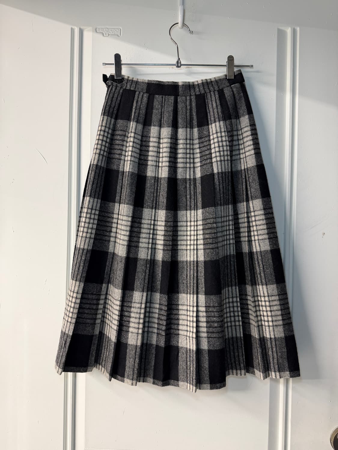 일본빈티지 체크 플리츠 울 미디스커트 상품이미지8
